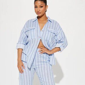 Fashion Nova - new - Striped two piece pant set  2X